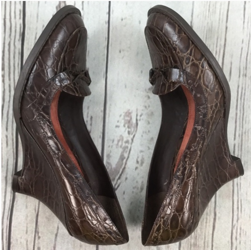 Enzo Angiolini Croc Round Toe Loafer Wedge 5.5